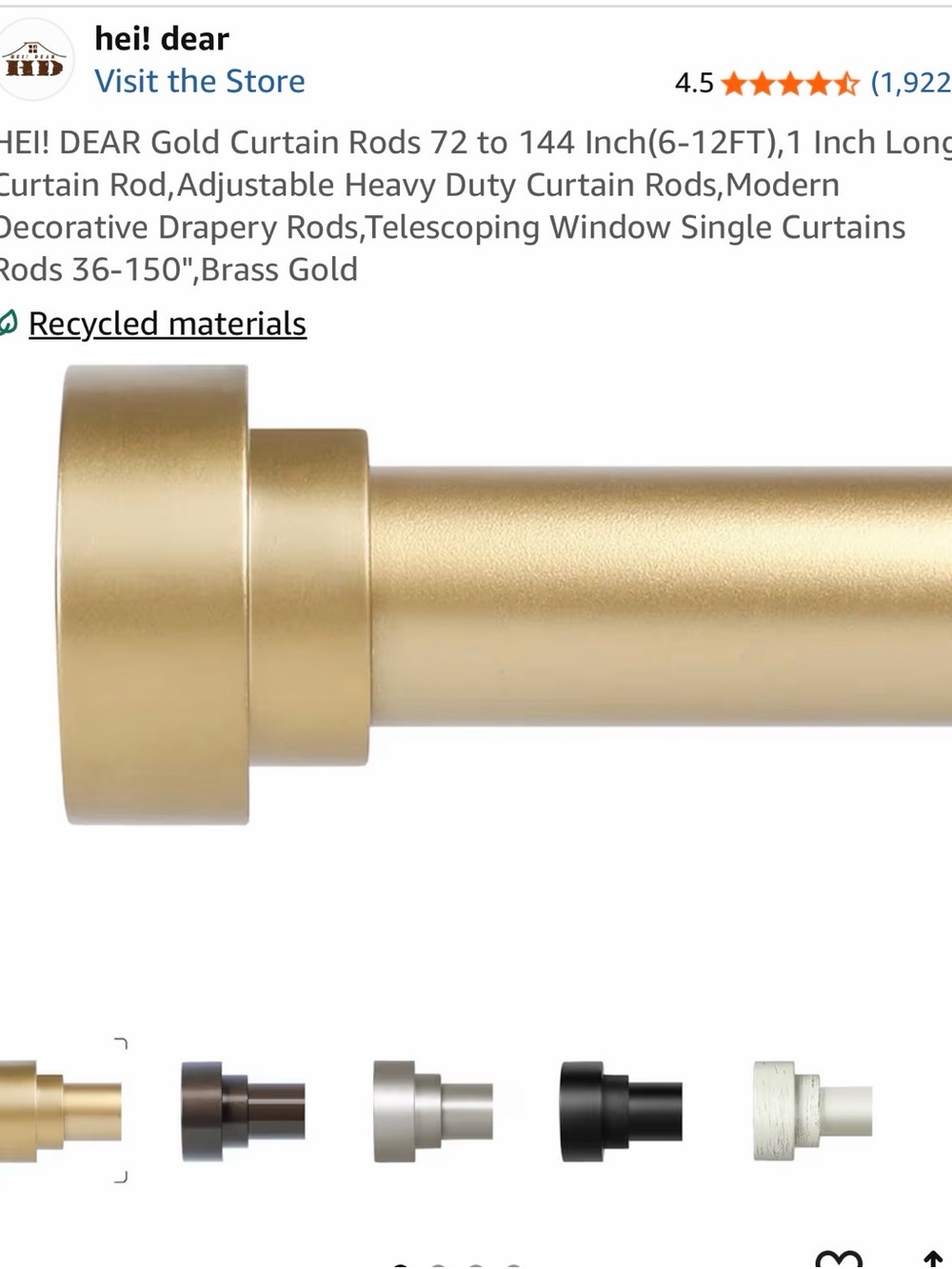Gold Curtain Rod - Modern Decorative Drapery Rod